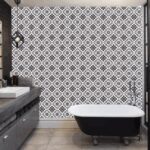 DecoHandy  Pvc Yer Karosu 30x30cm 4'lü Paket - Siyah Beyaz Çini Desen  0,36m2 - Görsel 2