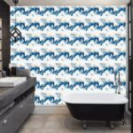 Decohandy 30x30 Cm Pvc Duvar Karosu 4'lü Paket - Mavi Desen - Görsel 2