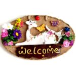 Welcome Yazılı Kedili El Yapımı Kapı Süsü - Görsel 2