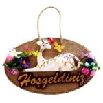 Kedi Figürlü El Yapımı Hoşgeldiniz Kapı Süsü