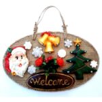 Welcome Yazılı Noel Babalı El Yapımı Yılbaşı Kapı Süsü - Görsel 2