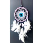 Nazar Boncuğu Motifli Lila Rengi Dream Catcher Düş Kapanı Duvar Süsü - Görsel 3