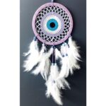 Nazar Boncuğu Motifli Lila Rengi Dream Catcher Düş Kapanı Duvar Süsü - Görsel 2