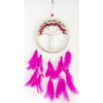 Fuşya Kuş Tüylü Hayat Ağacı Düş Kapanı Dream Catcher Duvar Süsü - Görsel 2