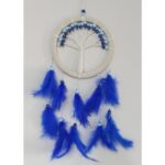 Saks Mavisi Kuş Tüylü Hayat Ağacı Düş Kapanı Dream Catcher Duvar Süsü - Görsel 2