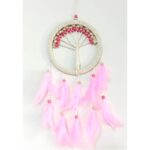 Pembe Kuş Tüylü Hayat Ağacı Düş Kapanı Dream Catcher Duvar Süsü - Görsel 2