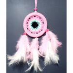 Pembe Dream Catcher Pembe Ve Beyaz Kuş Tüylü Düş Kapanı El Yapımı Duvar Süsü - Görsel 2
