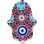 Yıldız Ve Nazar Boncuğu Desenli Fatma Ana Bereket Eli Füzyon Cam Duvar Süsü
