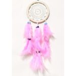 Pembe Kuş Tüylü Dream Catcher El Yapımı Rüya Kapanı Duvar Süsü - Görsel 3