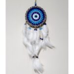 Nazar Boncuğu Desenli Dream Catcher El Yapımı Kuş Tüylü Rüya Kapanı Duvar Süsü - Görsel 3