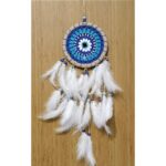 Nazar Boncuğu Desenli Dream Catcher El Yapımı Kuş Tüylü Rüya Kapanı Duvar Süsü - Görsel 2