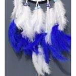 Nazar Boncuğu Desenli Bol Kuş Tüylü Beyaz Renk Dream Catcher El Yapımı Duvar Dekoru - Görsel 2
