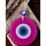 Pembe Nazar Boncuklu Duvar Süsü 10 Cm Cam Duvar Dekoru - Görsel 3