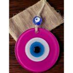 Pembe Nazar Boncuklu Duvar Süsü 10 Cm Cam Duvar Dekoru - Görsel 2