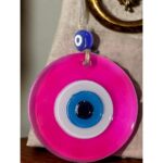 Şeffaf Pembe Nazar Boncuklu Duvar Süsü 10 Cm Cam Duvar Dekoru - Görsel 4