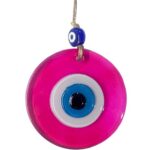 Şeffaf Pembe Nazar Boncuklu Duvar Süsü 10 Cm Cam Duvar Dekoru - Görsel 2