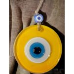 Şeffaf Sarı Nazar Boncuklu Duvar Süsü 10 Cm Cam Duvar Dekoru - Görsel 4