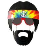 Siyah Saçlı Bandana Hippi Parti Gözlüğü - Görsel 3