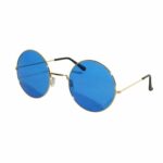 Yuvarlak Cam John Lennon Tarzı Gold Çerçeveli Mavi Gözlük - Görsel 2