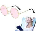 Yuvarlak Cam John Lennon Tarzı Gold Pembe Gözlük - Görsel 2