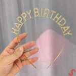 Altın Gold Renk Kristal Taşlı Parlak Happy Birthday Taç - Görsel 2