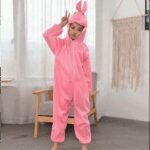 Çocuk Tavşan Kostümü Pembe Renk 4-5 Yaş - Görsel 2