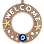 Jüt İpten Deniz Yıldızlı Nazar Boncuklu İncili Deniz Yıldızlı Welcome Yazılı Kapı Süsü