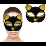 Siyah Renk Gold Simli Kedi Maskesi - Görsel 2
