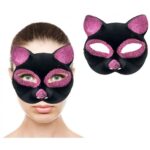 Siyah Renk Pembe Simli Kedi Maskesi - Görsel 2