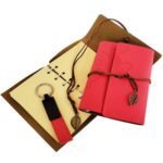 Ahşap Kutulu Kırmızı Deri Defter ve Anahtarlık Set - Görsel 2