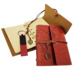 Dekoratif Ahşap Kutulu Kahverengi Deri Defter ve Anahtarlık Set - Görsel 2
