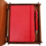 Dekoratif Hediyelik Ahşap Kutulu Defter Kalem - Görsel 3