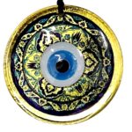 Lale desenli Nazar Boncuklu Altın Rengi Füzyon cam El İşçiliği 12x12 cm Duvar Süsü