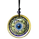 Lale desenli Nazar Boncuklu Altın Rengi Füzyon cam El İşçiliği 12x12 cm Duvar Süsü - Görsel 3