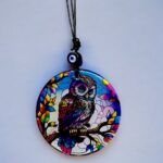 Dalda Baykuş Desenli 12 Cm Füzyon Cam Duvar Süsü - Görsel 2