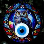 Baykuşlu Gece Desenli 12 Santimetre Füzyon Cam Duvar Süsü - Görsel 2