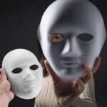 Beyaz Renk Boyanabilir Anonim Tam Yüz Cosplay Maske 24x18 cm - Görsel 5
