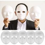 Beyaz Renk Boyanabilir Anonim Tam Yüz Cosplay Maske 24x18 cm - Görsel 2