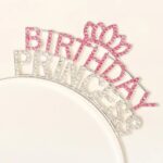 Kristal Taşlı Pembe Birthday Princess Yazılı Parti Tacı 19x11 cm - Görsel 2