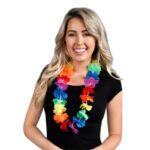 Hawaii Çiçekli Boyun Kolyesi - Renkli Tropikal Parti Leisi - Görsel 2