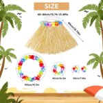 Yetişkin Çocuk Hawaii Parti Seti - 40 cm Naturel Etek + Çiçek Aksesuarlar (5 Parça) - Görsel 3
