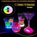 Renkli LED Işıklı Bardak Altlığı - 12 Adet, Pilli - Görsel 2