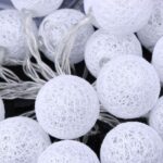 2m 10'lu Işıklı Beyaz Top Dekoratif Süs Pilli - Görsel 2