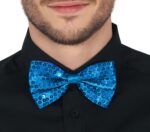 Açık Mavi Turkuaz Payetli Pullu Papyon - Görsel 3