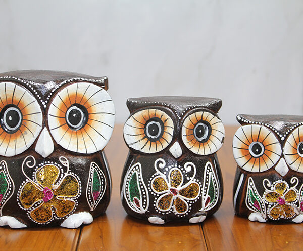 Ahşap 3&apos;lü Baykuş Seti Model 1