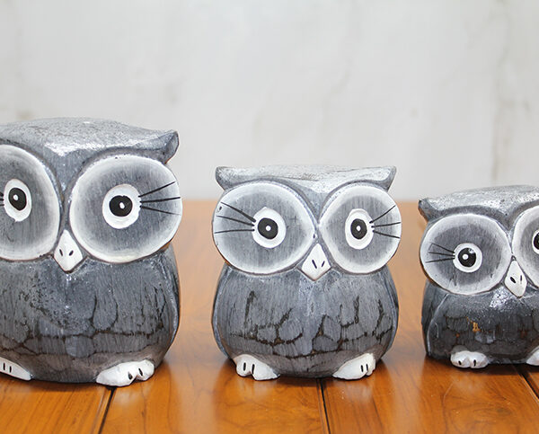 Ahşap 3&apos;lü Baykuş Seti Model 2