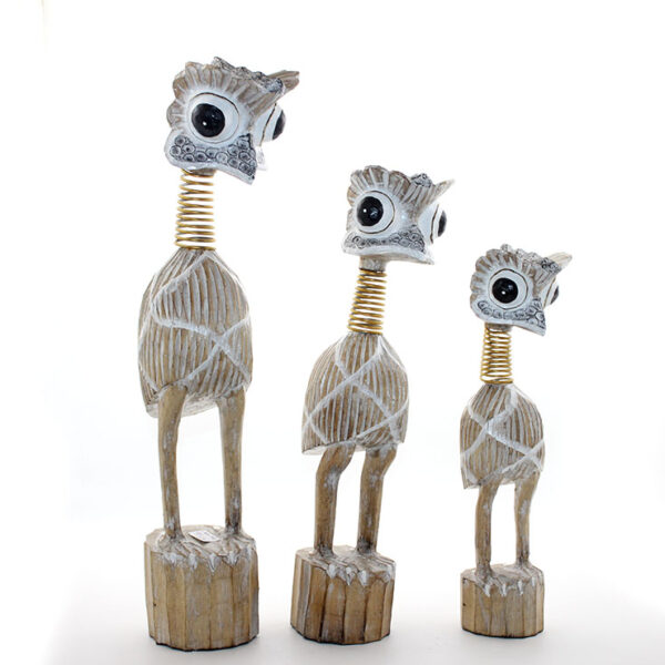 Ahşap 3&apos;lü Emu Kuşu Seti