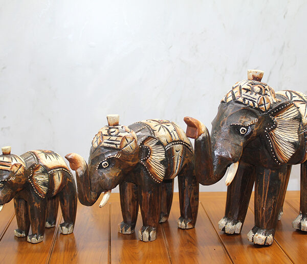 Ahşap 3&apos;lü Fil Seti