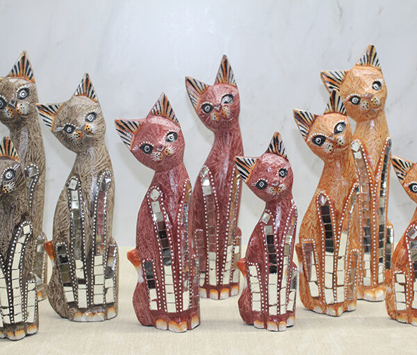 Ahşap 3&apos;lü Kedi Seti 30 Cm Model 2