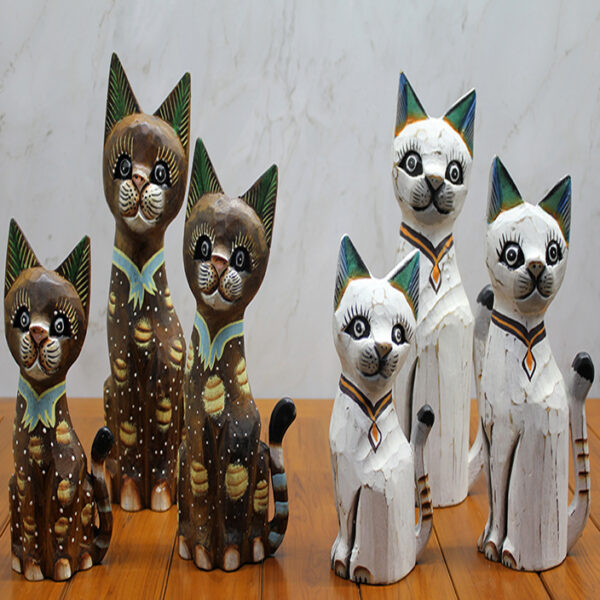 Ahşap 3&apos;lü Kedi Seti 50 Cm Model 3